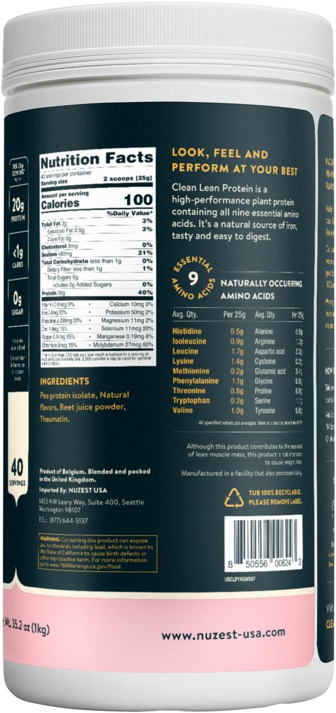 Nuzest - Pea Protein Powder - Clean Lean Protein, Premium Vegan Plant Based Protein Powder, Dairy