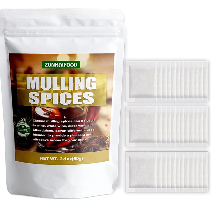 Zunhai Food Mulling Spices in Tea Bags - 30 Count (Pack of 1) for Apple Cider, Wine, Juice, Tea