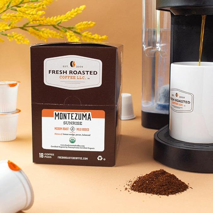 Fresh Roasted Coffee, Organic Montezuma Sunrise | USDA Organic, Kosher | Medium Roast 72 Pods for K