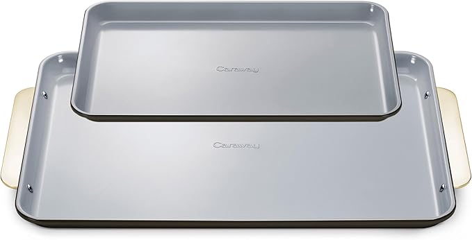 Caraway Non-Stick Ceramic Baking Sheet Duo - Naturally Slick Ceramic Coating - Non-Toxic, PTFE &