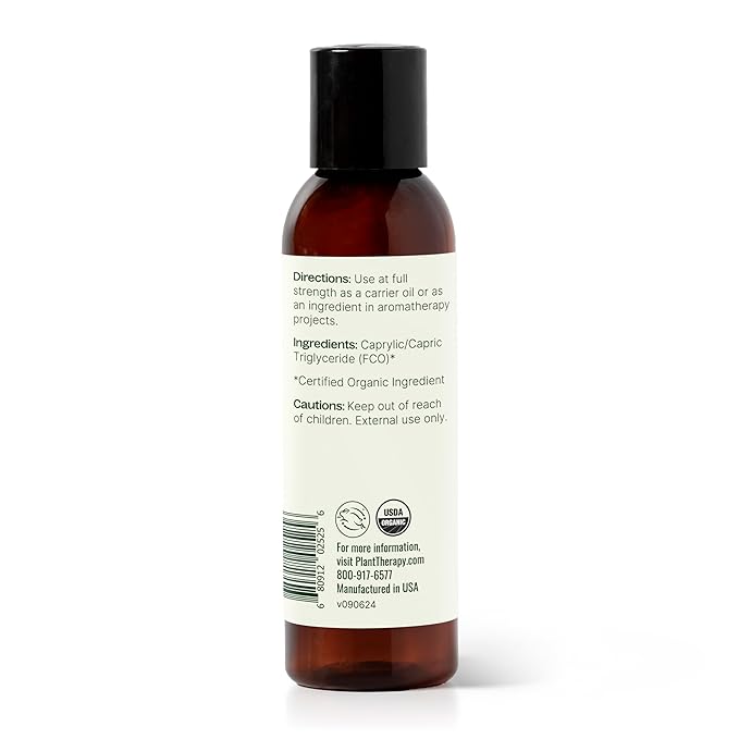 Plant Therapy Organic Fractionated Coconut Oil for Skin, Hair, Body 100% Pure, USDA Certified