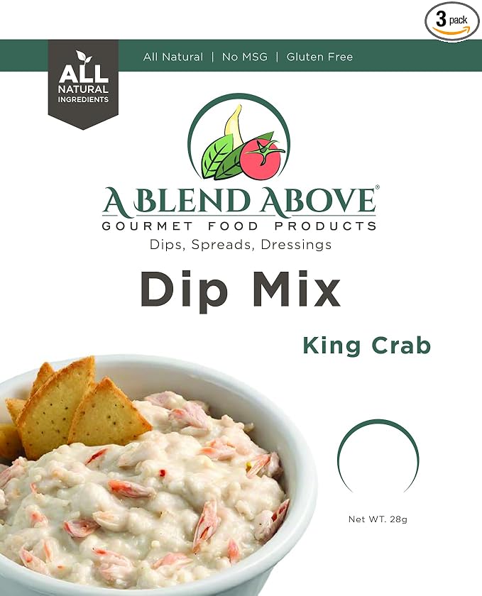 A Blend Above King Crab Dip Mix Mixed Seasonings Packet, 1 oz (3 Pack), Gluten-Free, No MSG, All