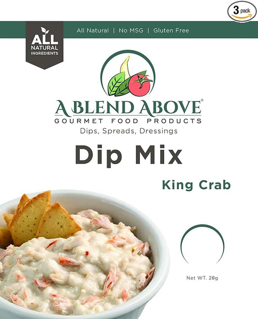 A Blend Above King Crab Dip Mix Mixed Seasonings Packet, 1 oz (3 Pack), Gluten-Free, No MSG, All