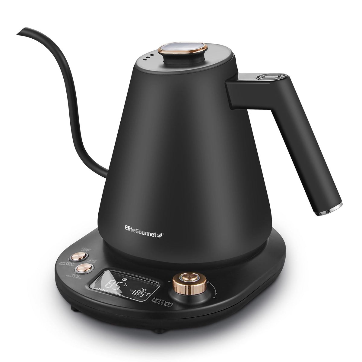 Elite Gourmet EKT3001 1L Digital Kettle, 304 Stainless Steel, Matte Black