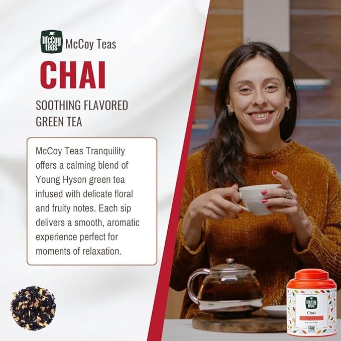 McCoy Teas Chai Tea Flavored Black Loose Leaf Tea Make Hot or Cold Ice and Brews with Premium Tea