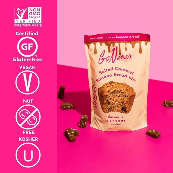 GoNanas Salted Caramel Oat Flour Banana Bread Mix, Suitable for Plant Based Vegan Diets, Gluten