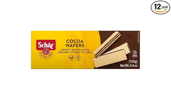 Schär Gluten-Free Cocoa Wafers, 4.4oz, 12-Pack ??Crisp Layers with Creamy Cocoa Filling, Non-GMO