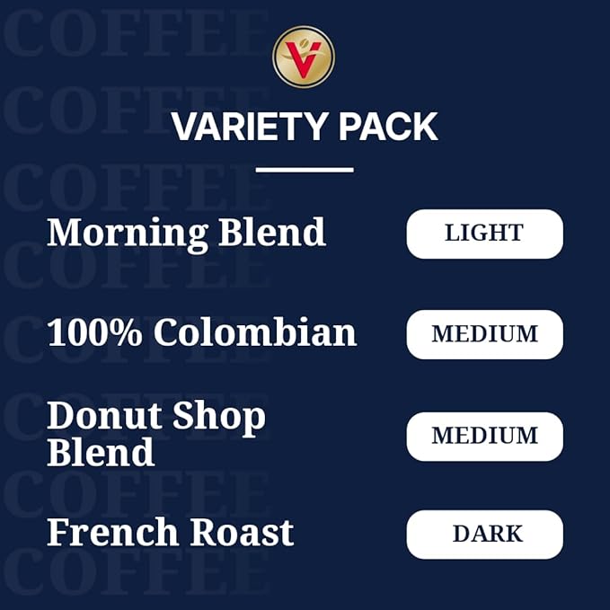 Victor Allen's Coffee Variety Pack (Morning Blend, 100% Colombian, Donut Shop Blend, French Roast)