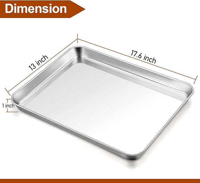 TeamFar Baking Sheet, 17.6’’ x 13’’ x 1’’ Stainless Steel Large Cookie Sheet Half Baking Pans