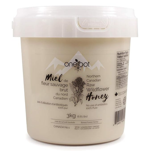 Oneroot 100% Canadian Flower Honey - Honey Wildflower Unfiltered, Unheated & Creamed, Nutrient Rich