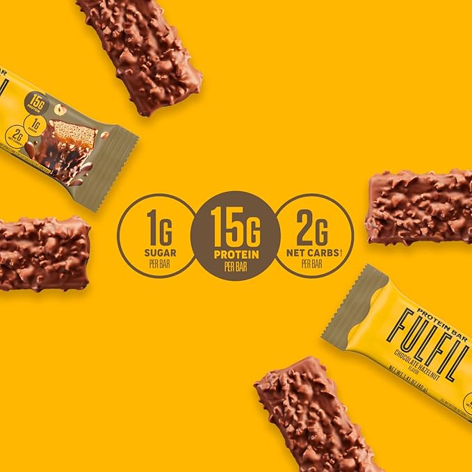 FULFIL Protein Snack Bars, Chocolate Hazelnut Flavored, Gluten Free with 15g Protein, Pantry
