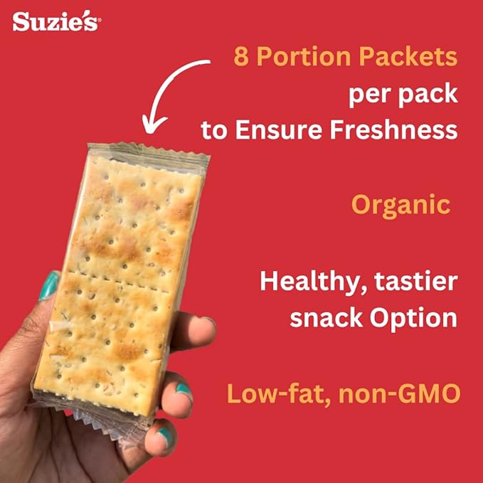 Suzie's Organic Saltines Crackers, Rosemary Sesame, Healthy Gourmet Baked Snack Goodies for Adults