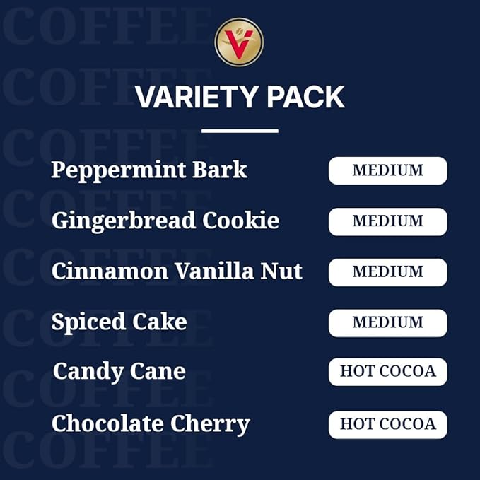 Victor Allen's Coffee Holiday Favorites Coffee & Hot Cocoa Variety Pack, 96 Count, Single Serve