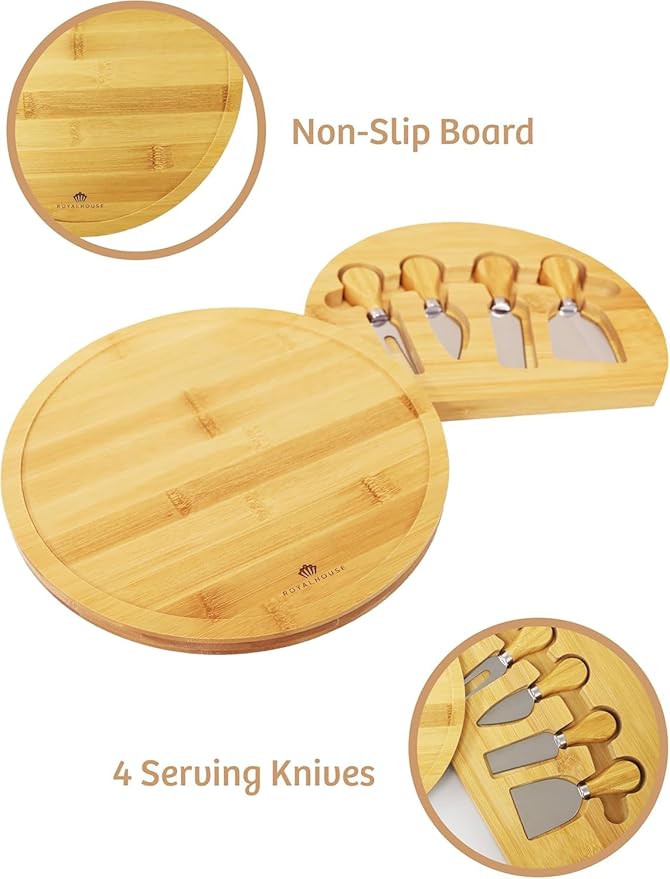 ROYALHOUSE Personalized Cheese Board, Custom Bamboo Engraved Customized Gifts Bridal Shower Gifts