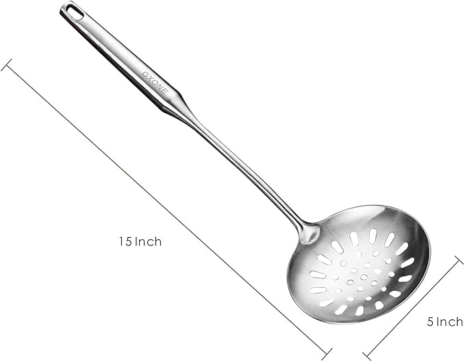 Skimmer Slotted Spoon,304 Stainless Steel Slotted Spoon, Handle Mesh Food Strainer Stainless Steel