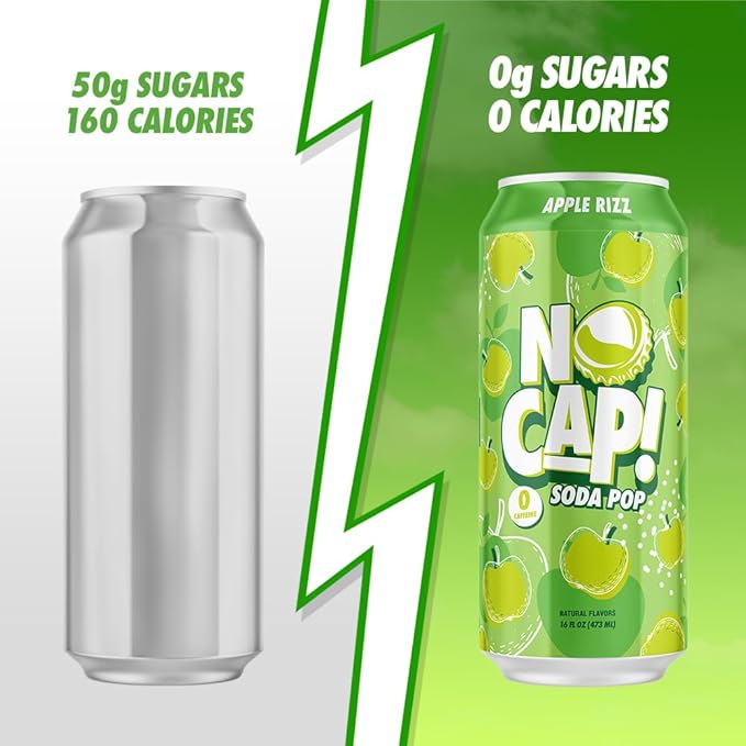 No Cap! Healthy Soda Drinks For Kids, Teenagers & Adults,Natural Flavors, Zero Sugar, Zero Calorie
