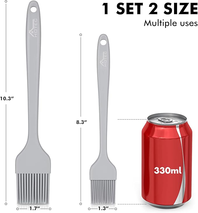 HOTEC Basting Brushes Silicone Heat Resistant Pastry Brushes Spread Oil Butter Sauce Marinades for