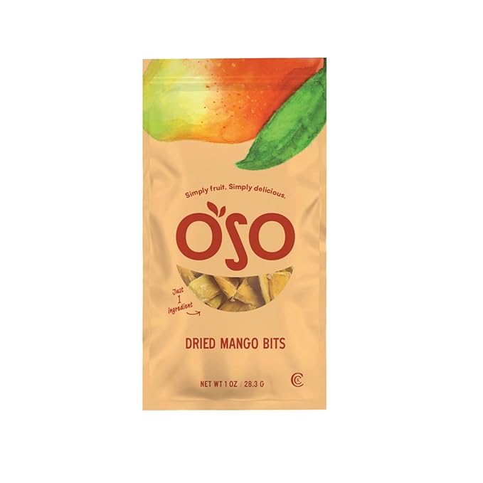 Oso Snacks Dried Mango Bits| 1 Oz Bag - Grab & Go Snack | No Sugar Added | No Preservatives | 100%