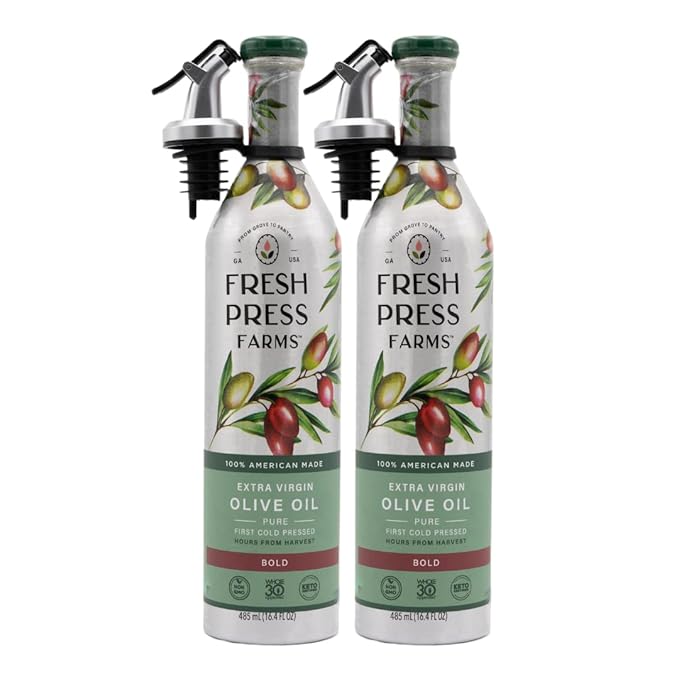 Fresh Press Farms Cold Pressed Bold Extra Virgin Olive Oil, 16.4 Fl Oz (Pack of 2), Georgia Grown