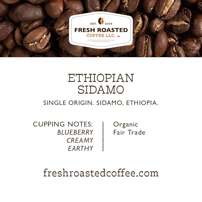 Fresh Roasted Coffee, Organic Ethiopian Sidamo | Fair Trade, USDA Organic, 100% Single Origin