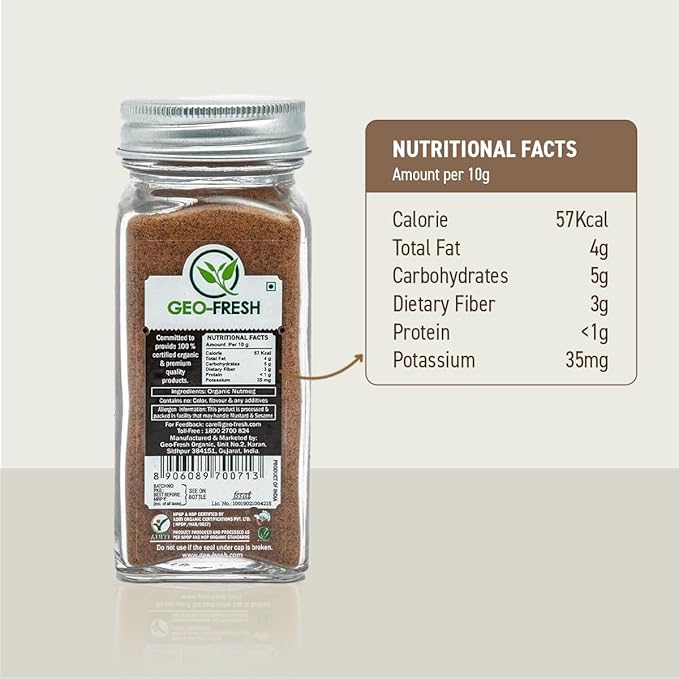 Geo-Fresh Organic Nutmeg Ground Powder, 1.76 oz (50g) - Ground Nutmeg for Baking & Cooking