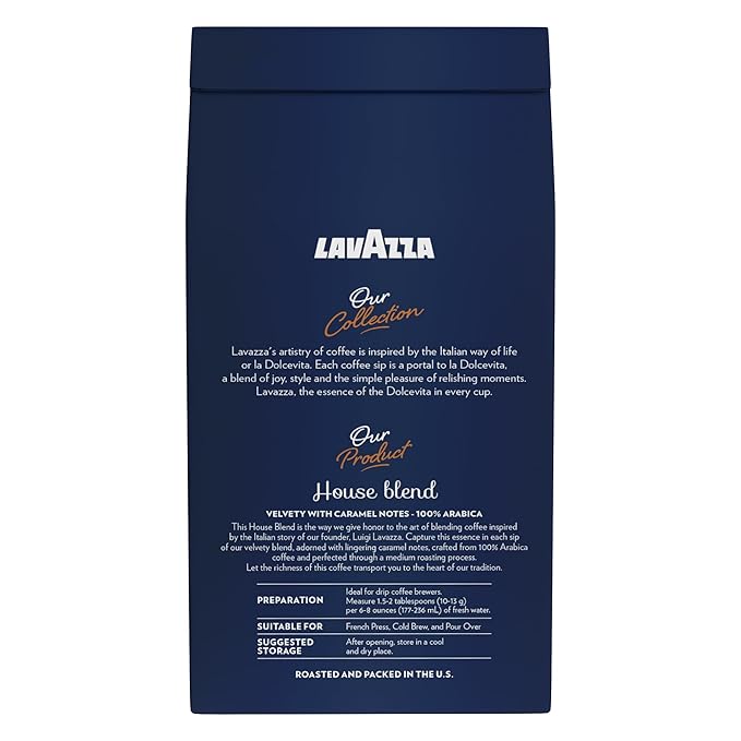 Lavazza Perfetto Ground Coffee Blend, Dark Roast, 20 Ounce, Value Pack, Caramel flavor with Dark