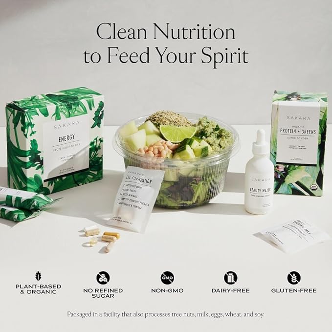 Sakara Protein + Greens Super Powder, 30 Servings - Organic Protein Powder Hemp, Pumpkin, Pea