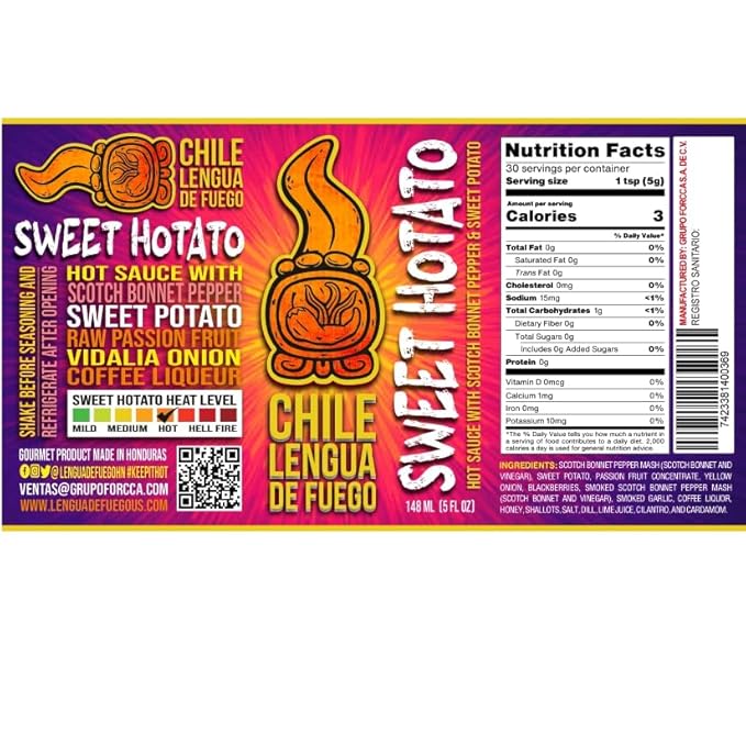 Hot Sauce | Chile Lengua de Fuego (Pack of 2, Sweet Hotato) – Sweet Potato & Passion Fruit Gourmet