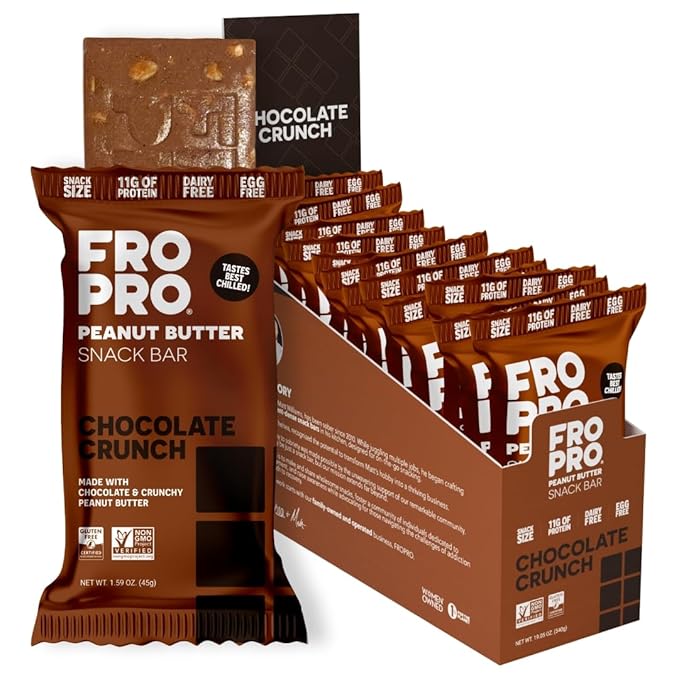 FROPRO Plant Protein Snack Bars - Plant Based Protein Bars, All-Natural, Gluten, Dairy, & Soy Free