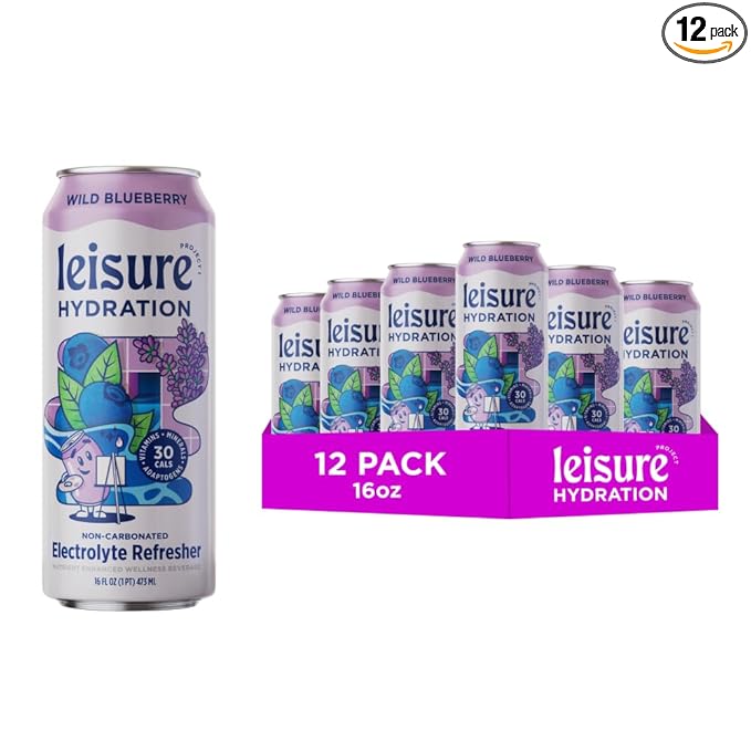 Leisure Hydration Non-Carbonated Electrolyte Refresher, Wild Blueberry Flavor - Low Sugar Nutrient