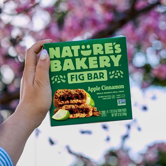 Nature?™s Bakery Whole Wheat Fig Bars, Apple Cinnamon, Real Fruit, Vegan, Non-GMO, Snack bar, 6