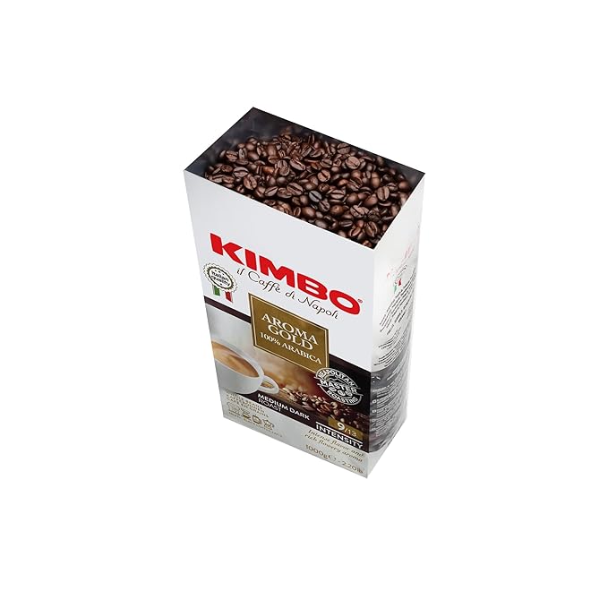 Kimbo Aroma Gold | 100% Arabica Whole Bean Coffee | Medium Dark Roast | 9/13 Intensity | 2.2 Lbs