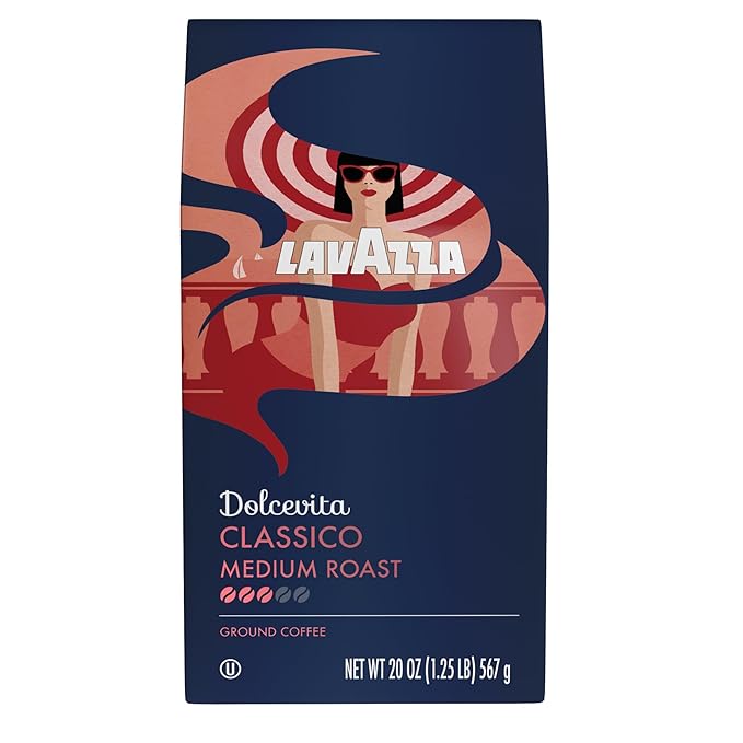 Lavazza Classico Ground Coffee Blend, Medium Roast, Authentic Italian, Blended And Roasted in
