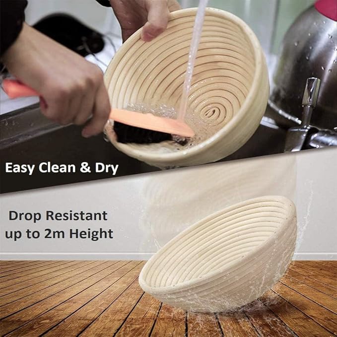 Banneton Bread Proofing Basket 2 pack 9 inch Round Basket with Liner, Bread Proofing Basket Perfect