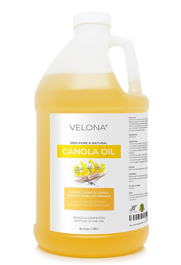 velona Canola Seed Oil 64 fl oz | 100% Pure and Natural Carrier Oil | Refined, Expeller pressed |
