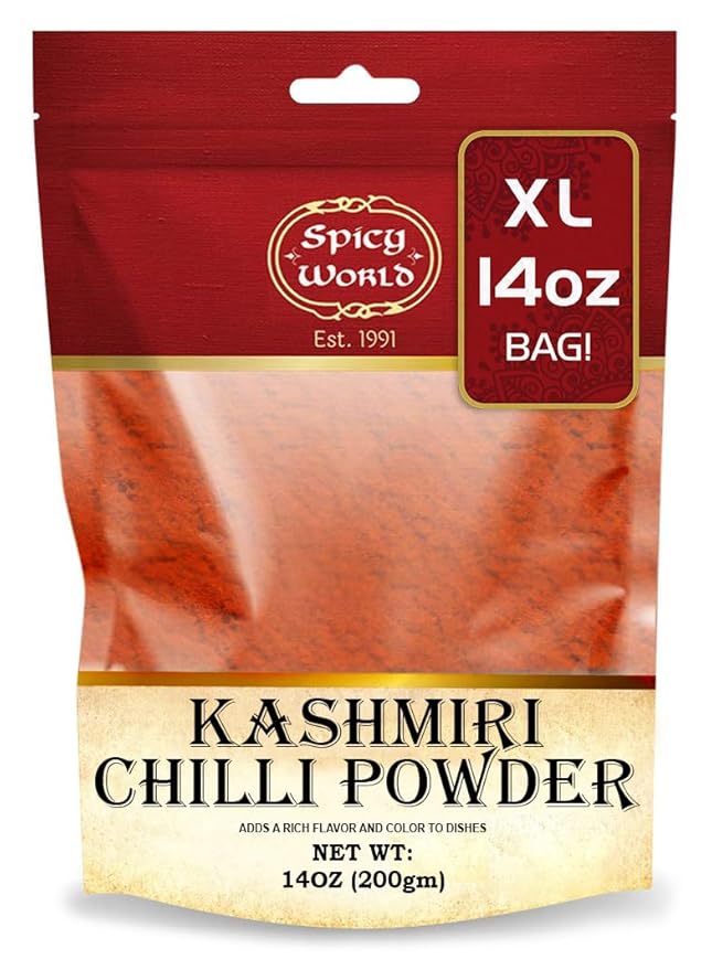 Kashmiri Chili Powder | 14 oz resealable bag | All Natural Deggi Mirch powder | by Spicy World