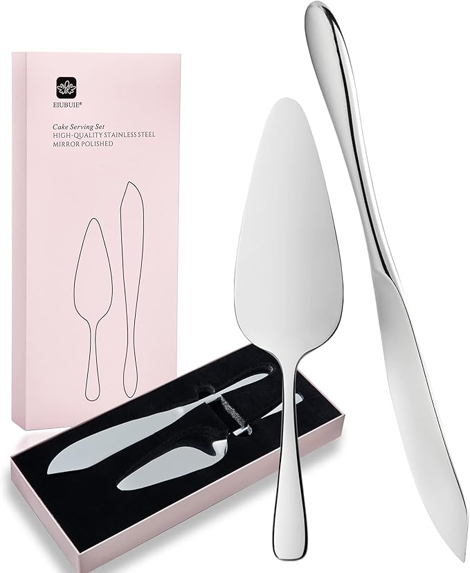 Cake Cutting Set for Wedding, Cake Knife and Server Set, Classic Design 18/10 Stainless Steel Pie