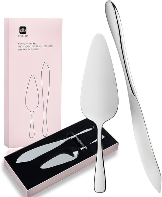 Cake Cutting Set for Wedding, Cake Knife and Server Set, Classic Design 18/10 Stainless Steel Pie