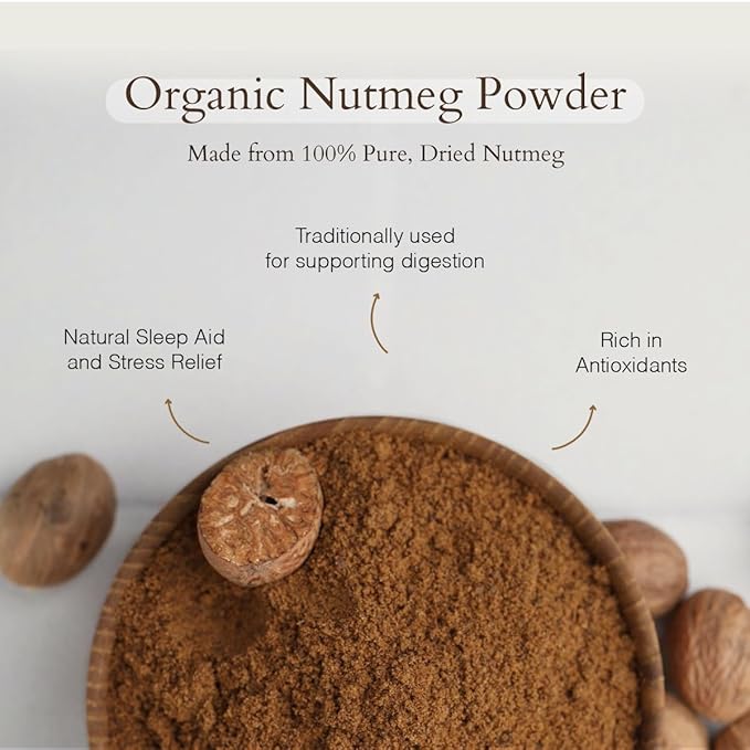 Geo-Fresh Organic Nutmeg Ground Powder, 1.76 oz (50g) - Ground Nutmeg for Baking & Cooking