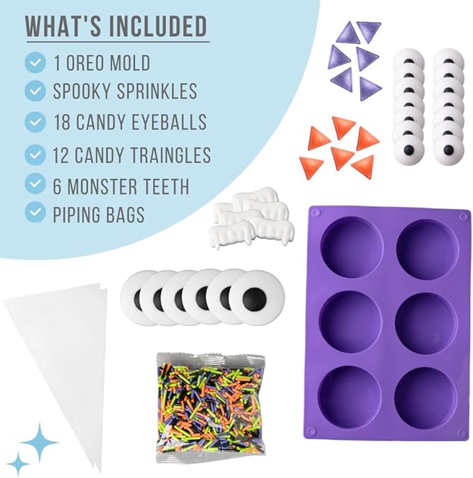 Sweets Indeed Sandwich Cookie Decorating Kit ??Halloween DIY Set with Oreo Mold, Spooky Sprinkles
