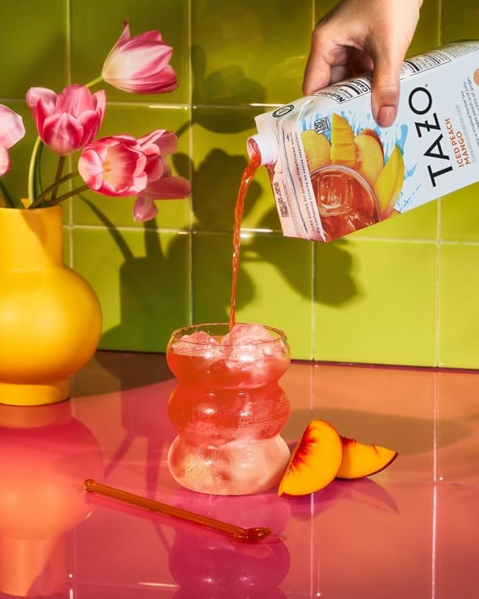 TAZO Tea Concentrate, Chocolate Chai Latte, Strawberry Matcha Latte, Iced Peach Mango 32 Fl Oz