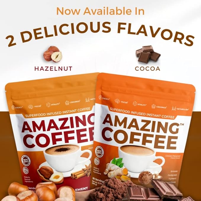 Superfoods Company | Amazing Coffee - Instant French Roast | Adaptogenic Mushrooms, Superfoods