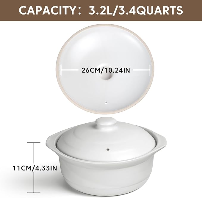 Ceramic Pots Casserole Soup Bowl with Lid Ceramic Cookware Stockpot Rice Pots Clay Pot for Cooking