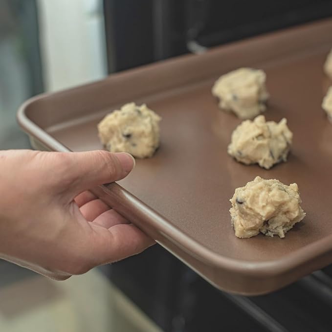 Nonstick 9x13 inch Quarter Baking Sheet Set of 2 | PFOA & BPA Free Non Toxic 13x9 inches Cookie