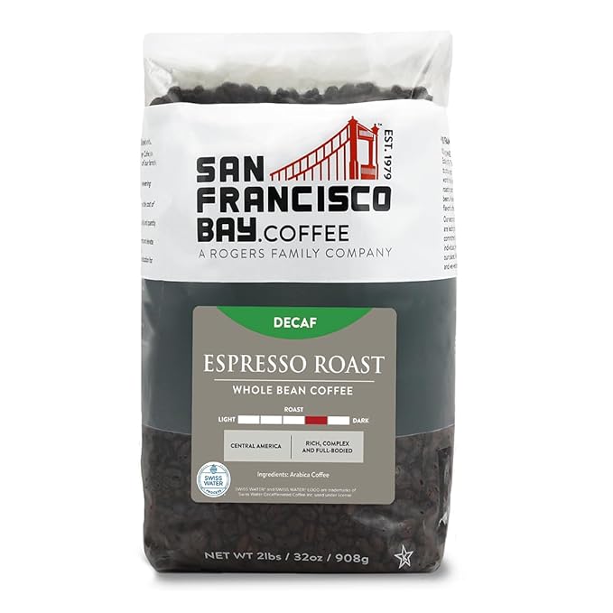 San Francisco Bay Coffee - Decaf Medium-Dark Roast Whole Bean Coffee - Decaf Espresso Roast (2 lb