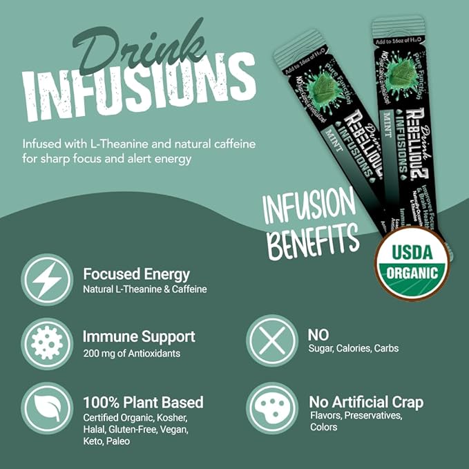 Rebellious Organic Energy Drink Mix Pure Function Bundle (4 Diffent Packs, 10 Counts on Each Pack)