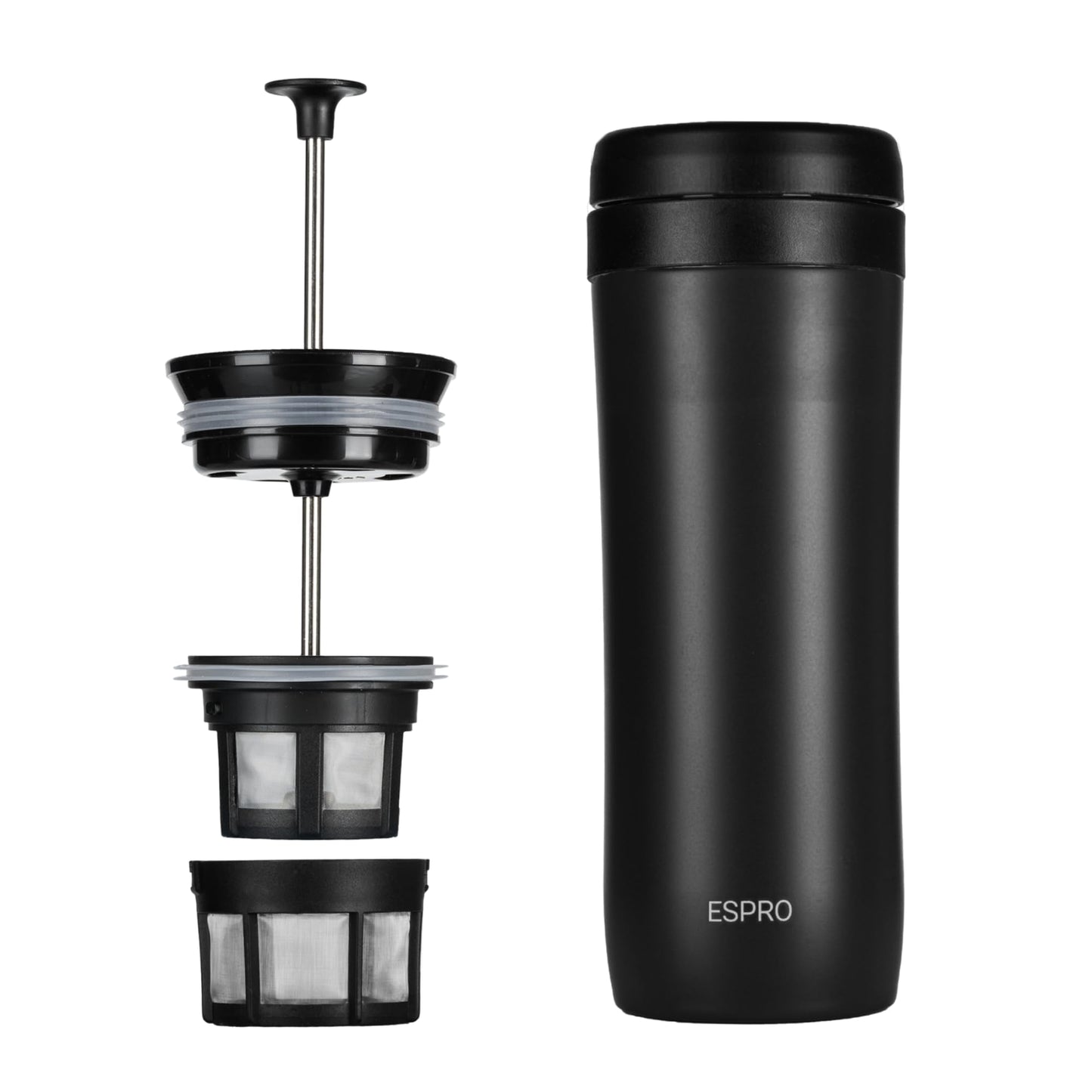 ESPRO P1 Insulated Travel French Press, 12 oz, Matte Black
