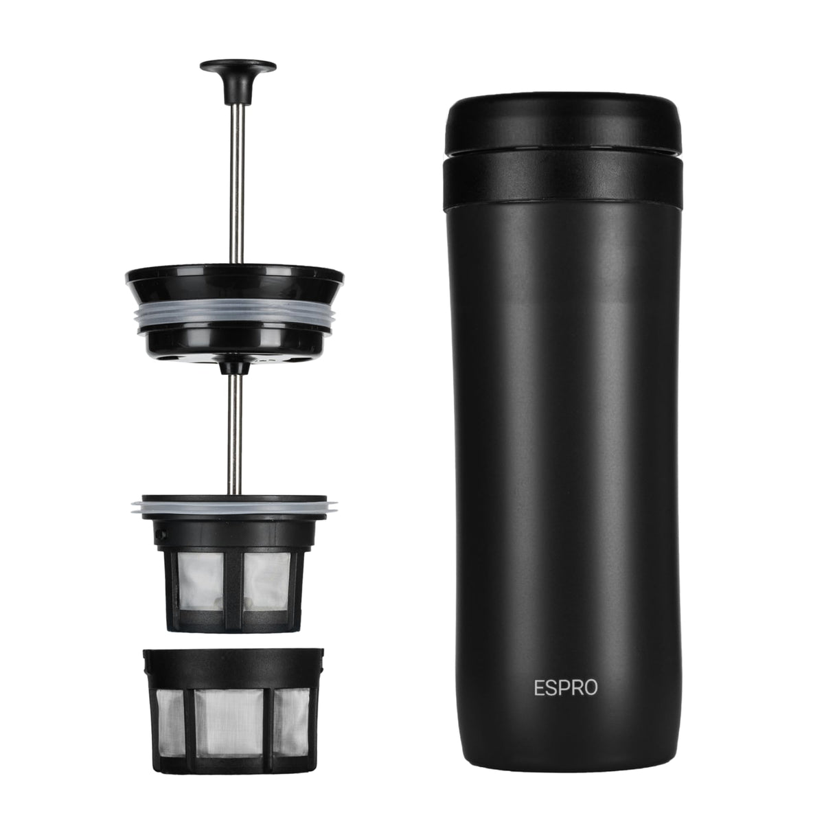 ESPRO P1 Insulated Travel French Press, 12 oz, Matte Black