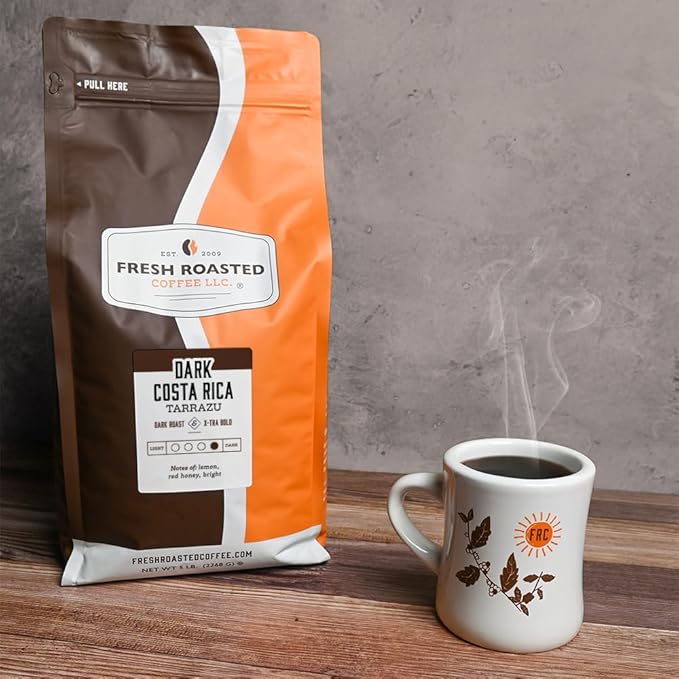 Fresh Roasted Coffee, Dark Costa Rican Tarrazu, Dark Roast, Kosher, Whole Bean, 5 lb
