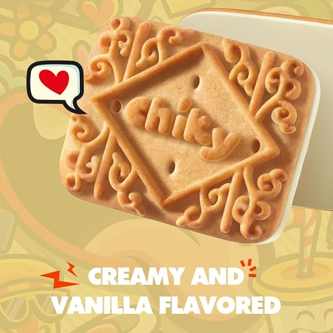 Chiky Vanilla Fudge Cookies, Crunchy & Sweet, Smooth Cream Center, Crispy Texture That Melts In